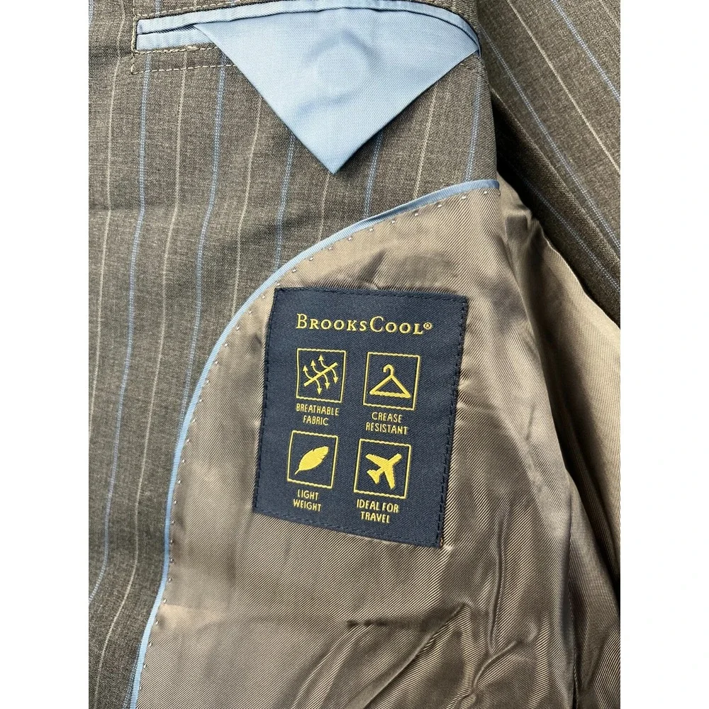 Brooks Brothers Suit 38 Regular Regent Fit Explorer Blazer Stripe‎ Gray Blue NWT